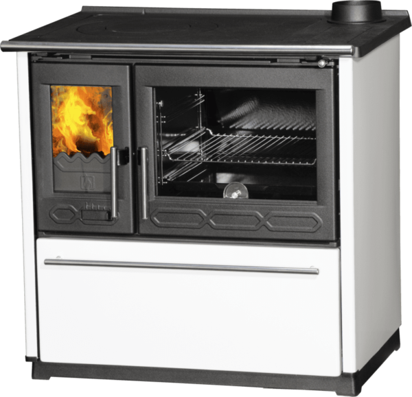 Cuisinière à bois 8Kw 850 glas blanc gauche – Plamen